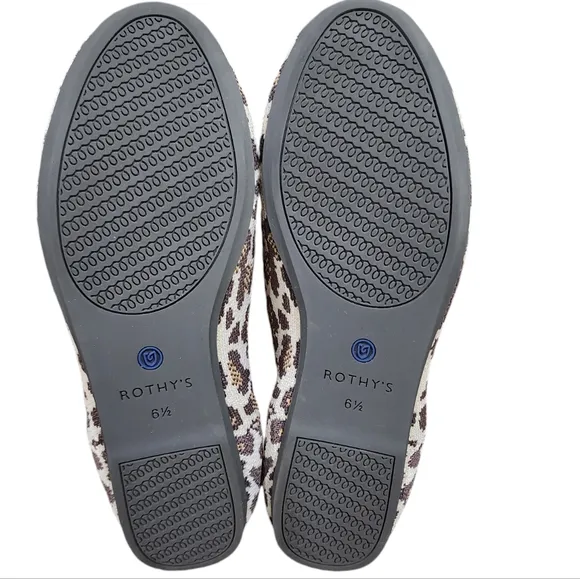 ROTHY'S New Mocha Spot Classic Flat   Loafers Leopard Cheetah Print Size W6.5