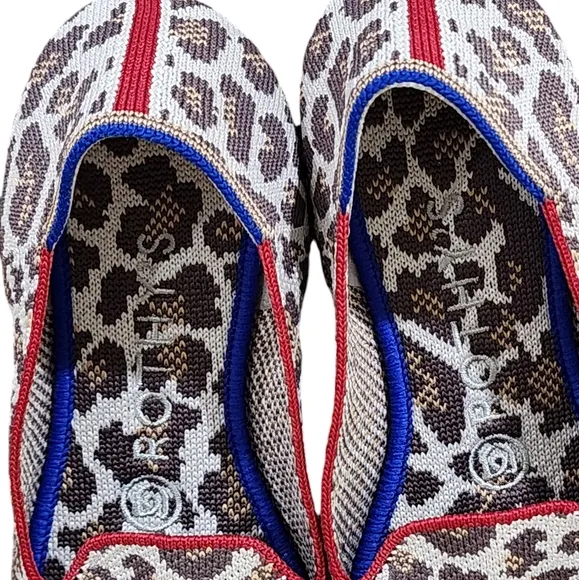 ROTHY'S New Mocha Spot Classic Flat   Loafers Leopard Cheetah Print Size W6.5