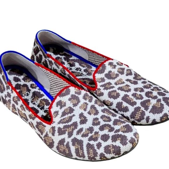 ROTHY'S New Mocha Spot Classic Flat   Loafers Leopard Cheetah Print Size W6.5