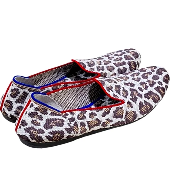 ROTHY'S New Mocha Spot Classic Flat   Loafers Leopard Cheetah Print Size W6.5