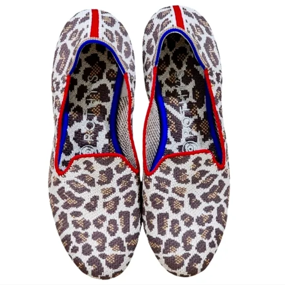 ROTHY'S New Mocha Spot Classic Flat   Loafers Leopard Cheetah Print Size W6.5
