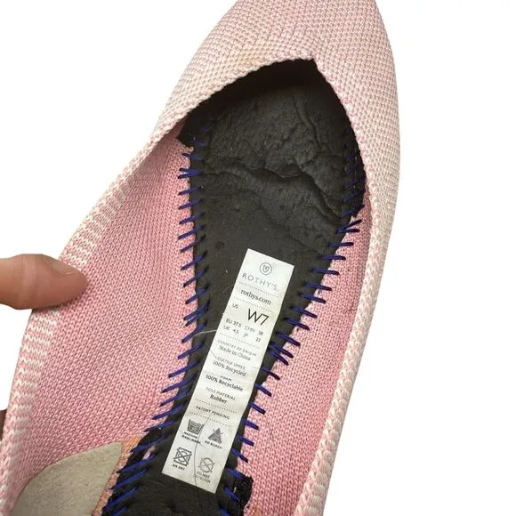 Rothys Point Toe Slip On Ballet Flats Light Pink Work Career Office Womens 7