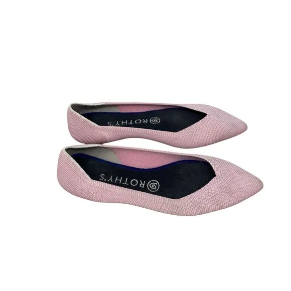 Rothys Point Toe Slip On Ballet Flats Light Pink Work Career Office Womens 7