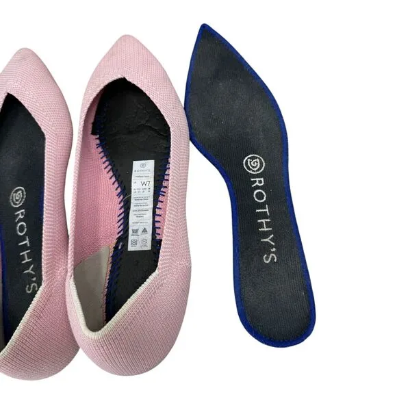 Rothys Point Toe Slip On Ballet Flats Light Pink Work Career Office Womens 7