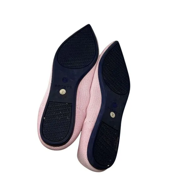 Rothys Point Toe Slip On Ballet Flats Light Pink Work Career Office Womens 7