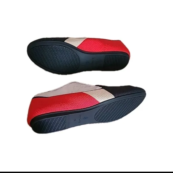 Rothy's RARE Retired Slate Prep Slip On Loafers Red White &amp; Ivory Sz 7.5 NWOT