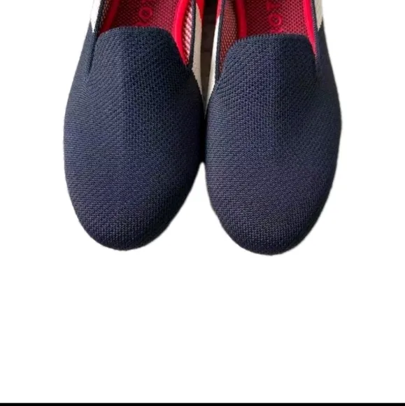 Rothy's RARE Retired Slate Prep Slip On Loafers Red White &amp; Ivory Sz 7.5 NWOT