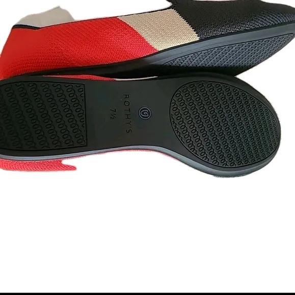 Rothy's RARE Retired Slate Prep Slip On Loafers Red White &amp; Ivory Sz 7.5 NWOT