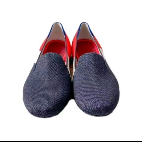 Rothy's RARE Retired Slate Prep Slip On Loafers Red White &amp; Ivory Sz 7.5 NWOT