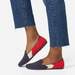 Rothy's RARE Retired Slate Prep Slip On Loafers Red White &amp; Ivory Sz 7.5 NWOT