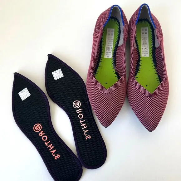 Rothy’s Rose Double Stitch Pointed Toe Flats Size 7.5