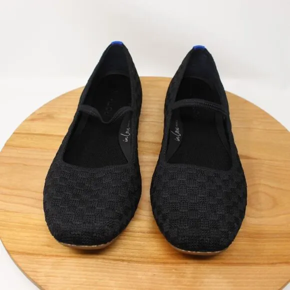Rothys Shoes Womens 11 The Max Square Mary Jane Flats Black Work Office Career