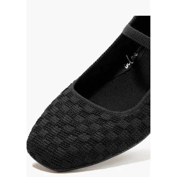 Rothys Shoes Womens 11 The Max Square Mary Jane Flats Black Work Office Career
