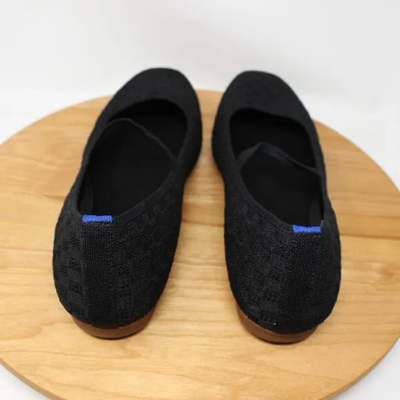 Rothys Shoes Womens 11 The Max Square Mary Jane Flats Black Work Office Career