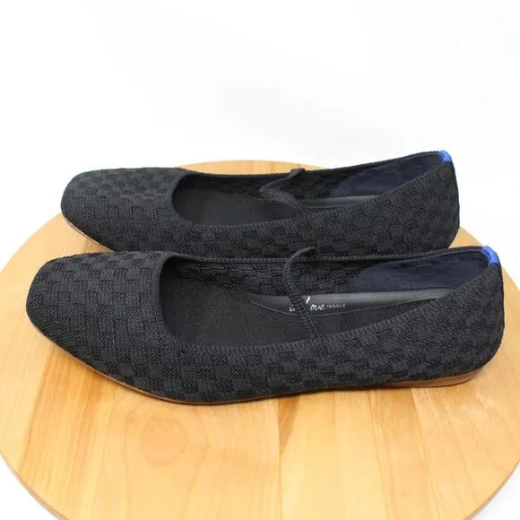 Rothys Shoes Womens 11 The Max Square Mary Jane Flats Black Work Office Career