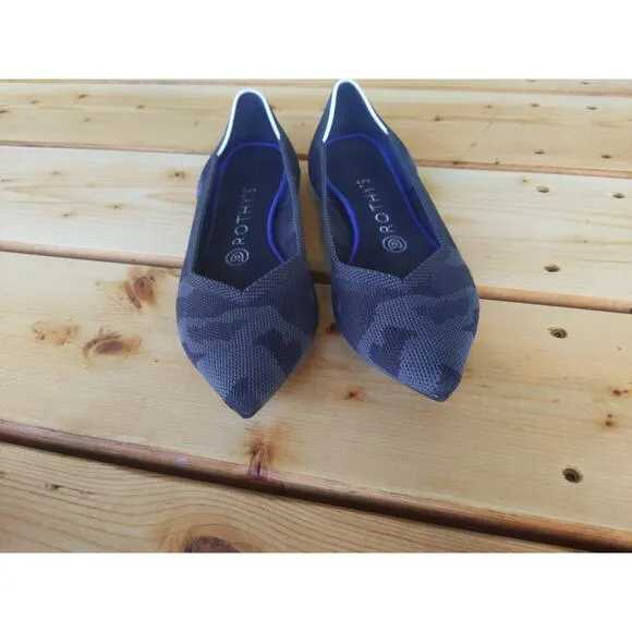 Rothy's Size 8.5 Dark Gray Camo Pointed Toe Flats Recycled Knit Sustainable