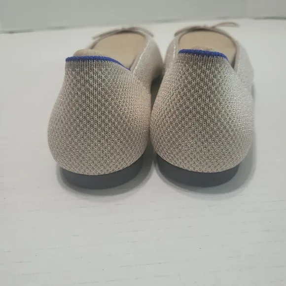 Rothy's The Ballet Flat Platinum Metallic Shoes Women's Size 9 Tan Glitter