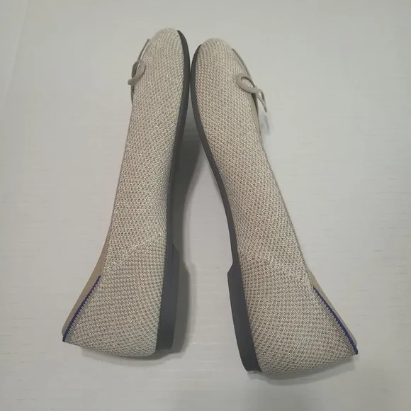 Rothy's The Ballet Flat Platinum Metallic Shoes Women's Size 9 Tan Glitter