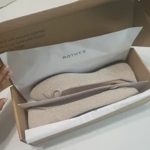 Rothy's The Ballet Flat Platinum Metallic Shoes Women's Size 9 Tan Glitter