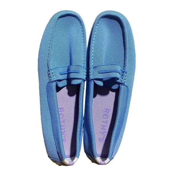 Rothys The Driver Seaside Light Blue Textile Slip On Loafers Women's Size 13