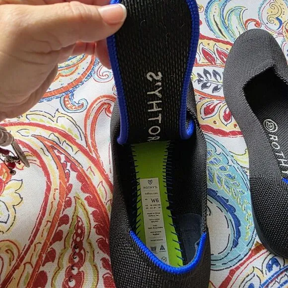 ROTHY’S The Flat Round Toe Ballet Flats BLACK Comfort SUSTAINABLE Materials SZ 6