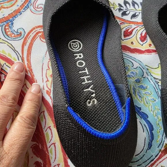 ROTHY’S The Flat Round Toe Ballet Flats BLACK Comfort SUSTAINABLE Materials SZ 6