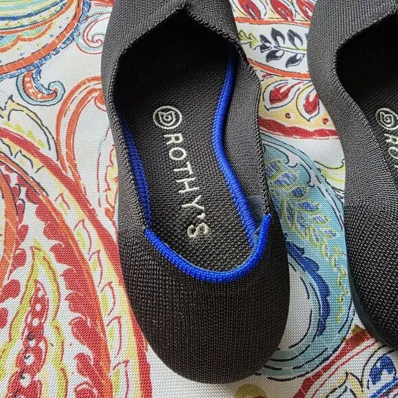 ROTHY’S The Flat Round Toe Ballet Flats BLACK Comfort SUSTAINABLE Materials SZ 6
