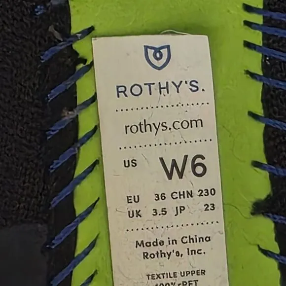 ROTHY’S The Flat Round Toe Ballet Flats BLACK Comfort SUSTAINABLE Materials SZ 6