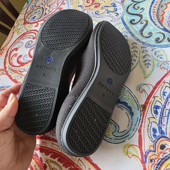 ROTHY’S The Flat Round Toe Ballet Flats BLACK Comfort SUSTAINABLE Materials SZ 6