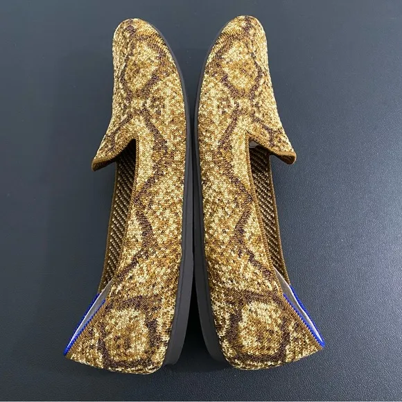 Rothy’s The Loafer Bronze Python Snake Print Loafers Like New NWOT