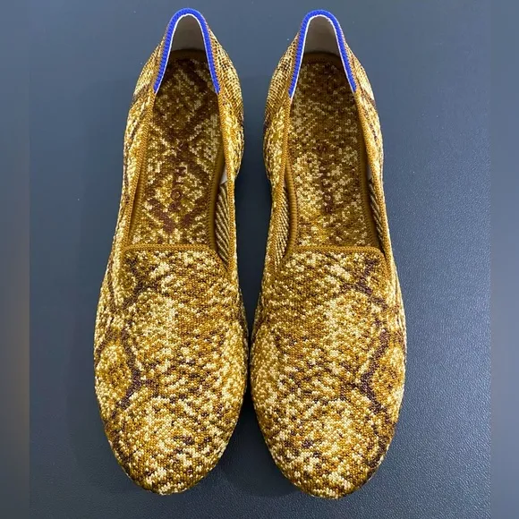 Rothy’s The Loafer Bronze Python Snake Print Loafers Like New NWOT