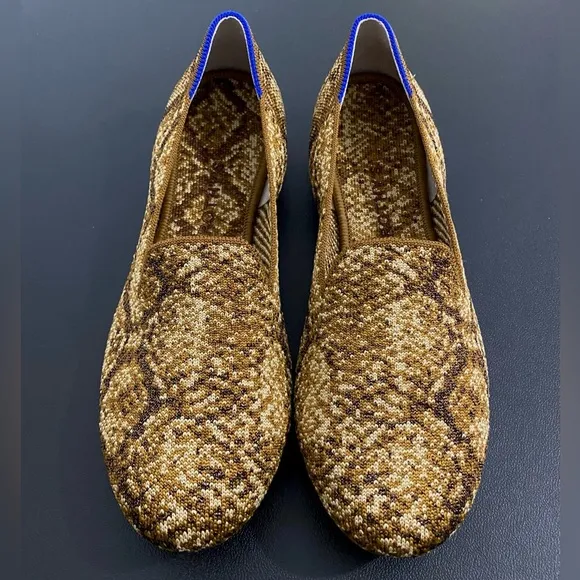 Rothy’s The Loafer Bronze Python Snake Print Loafers Like New NWOT
