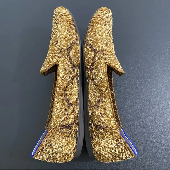 Rothy’s The Loafer Bronze Python Snake Print Loafers Like New NWOT