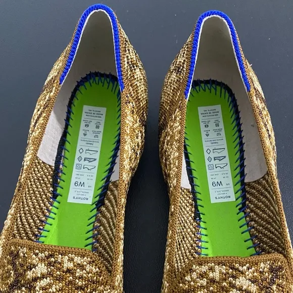 Rothy’s The Loafer Bronze Python Snake Print Loafers Like New NWOT