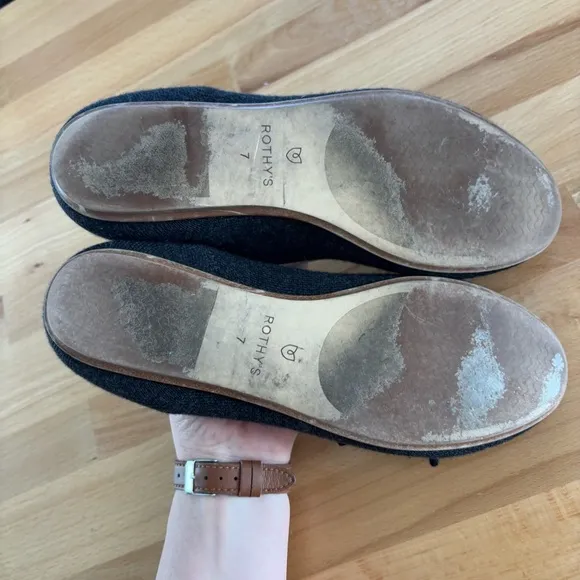 Rothy’s The Merino Tassel Loafer Black Diamond women’s 7 fringe flats gray shoes