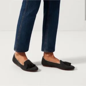 Rothy’s The Merino Tassel Loafer Black Diamond women’s 7 fringe flats gray shoes