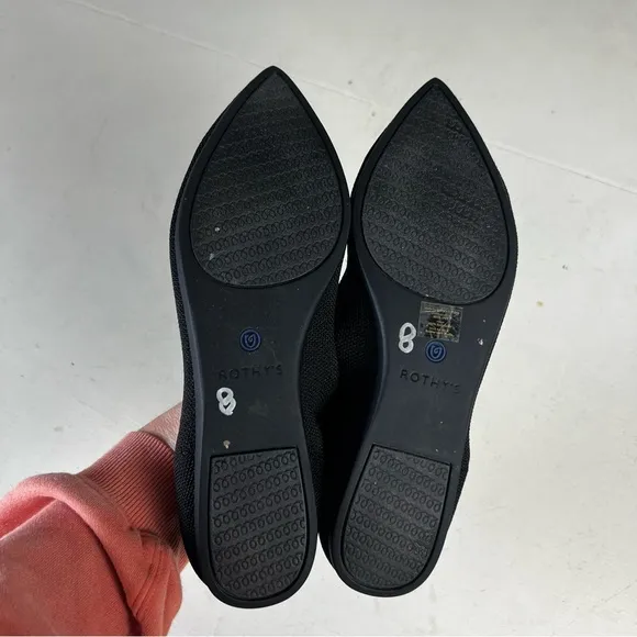 ROTHYS- The Point Ballet Flats Black Professional Work Career Slip On Shoes
