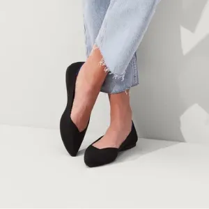ROTHYS- The Point Ballet Flats Black Professional Work Career Slip On Shoes