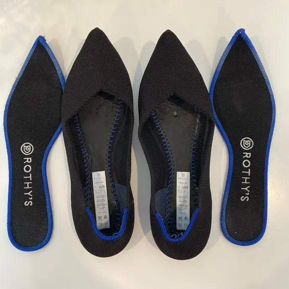 Rothy’s The Point Black Pointed Toe Ballet Flats Size 9