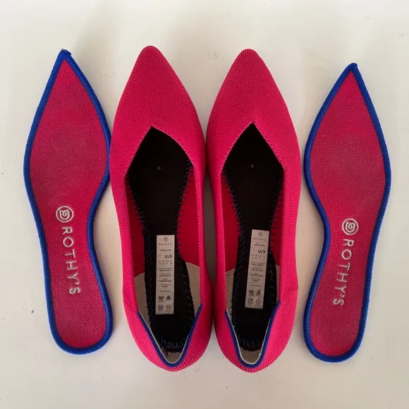 Rothy’s The Point Flats Chili Red Pointed Toe Shoes, size 9