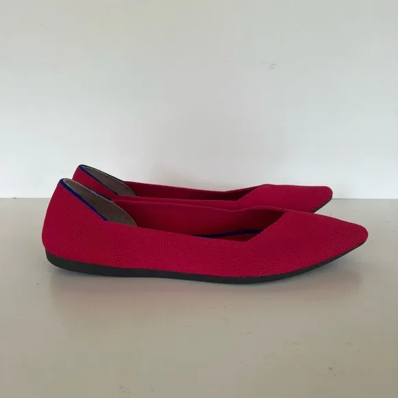 Rothy’s The Point Flats Chili Red Pointed Toe Shoes, size 9