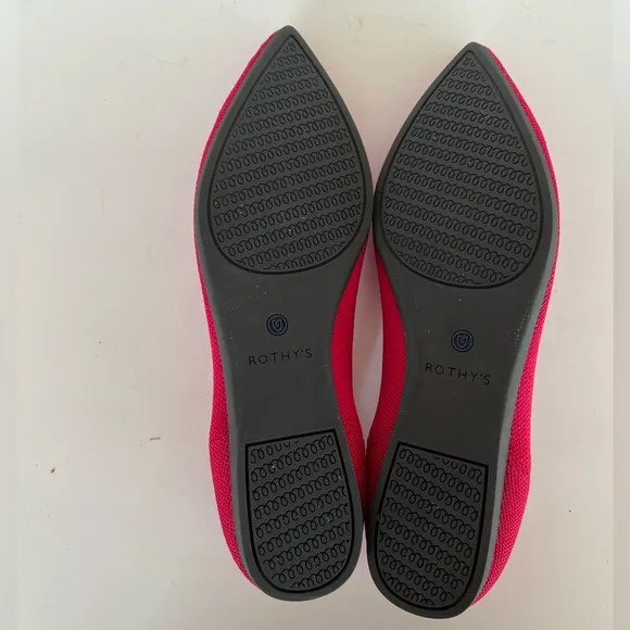 Rothy’s The Point Flats Chili Red Pointed Toe Shoes, size 9