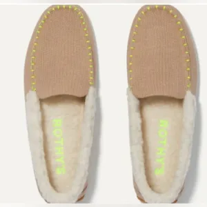 Rothy's The Scuff Slipper Nutmeg Textile Shearling Loafers Flat Women’s US 6