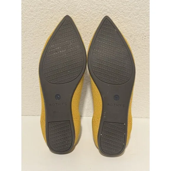 Rothy’s Womens The Point Ballet Flats Shoes Sz 5.5 Yellow Slip On Comfort Work