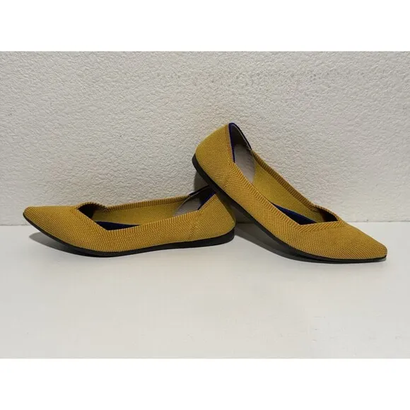 Rothy’s Womens The Point Ballet Flats Shoes Sz 5.5 Yellow Slip On Comfort Work