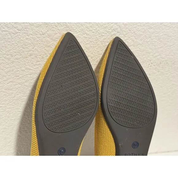 Rothy’s Womens The Point Ballet Flats Shoes Sz 5.5 Yellow Slip On Comfort Work