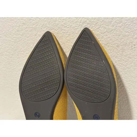 Rothy’s Womens The Point Ballet Flats Shoes Sz 5.5 Yellow Slip On Comfort Work