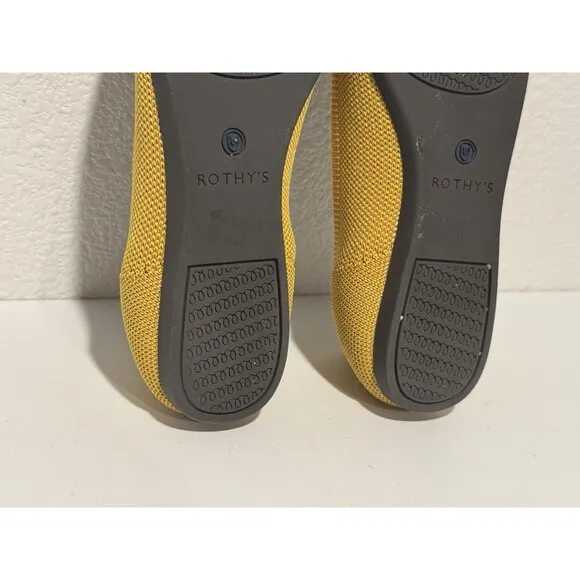 Rothy’s Womens The Point Ballet Flats Shoes Sz 5.5 Yellow Slip On Comfort Work