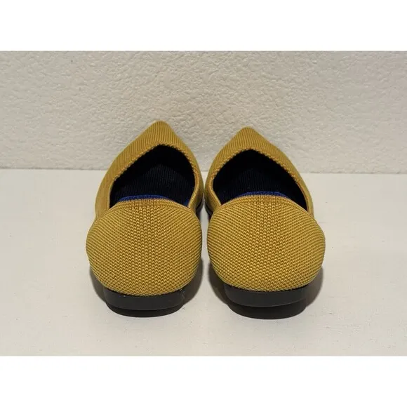 Rothy’s Womens The Point Ballet Flats Shoes Sz 5.5 Yellow Slip On Comfort Work