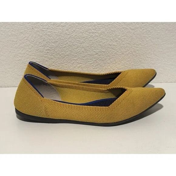 Rothy’s Womens The Point Ballet Flats Shoes Sz 5.5 Yellow Slip On Comfort Work